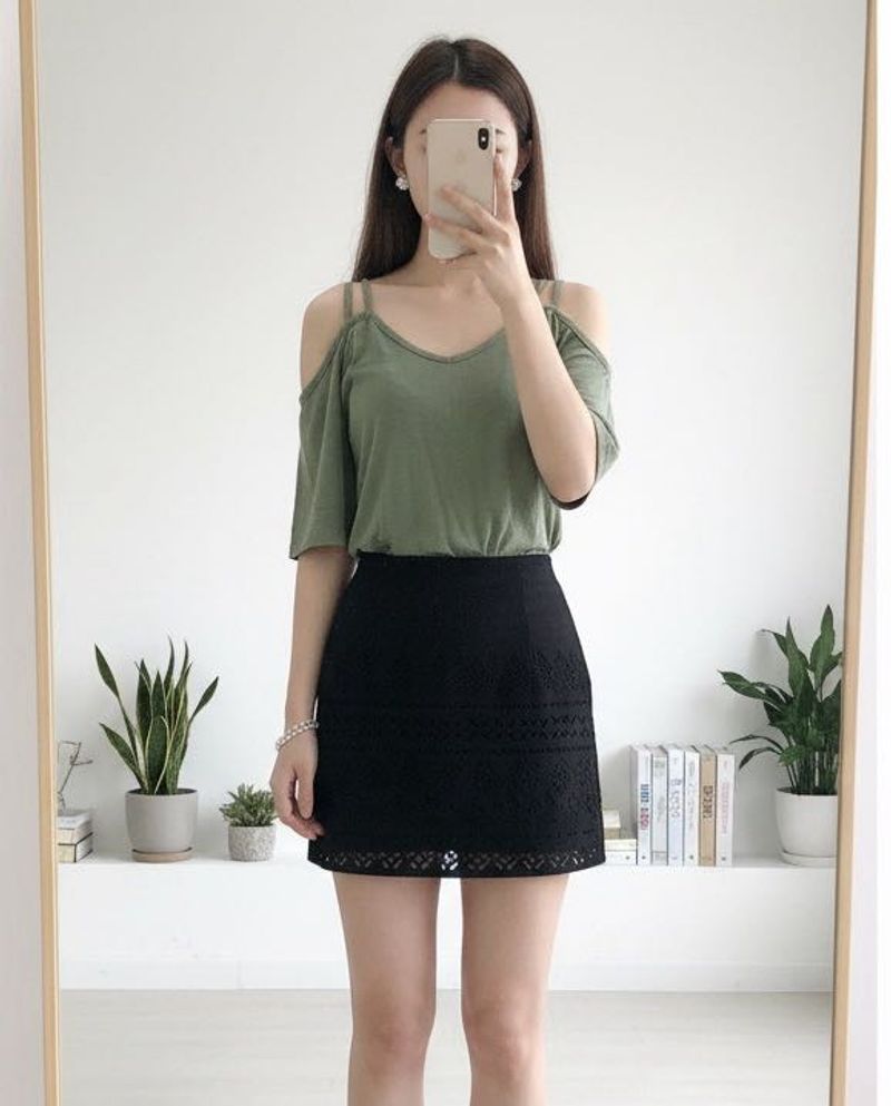 Cute offshoulder Top with cutout strap sleeve