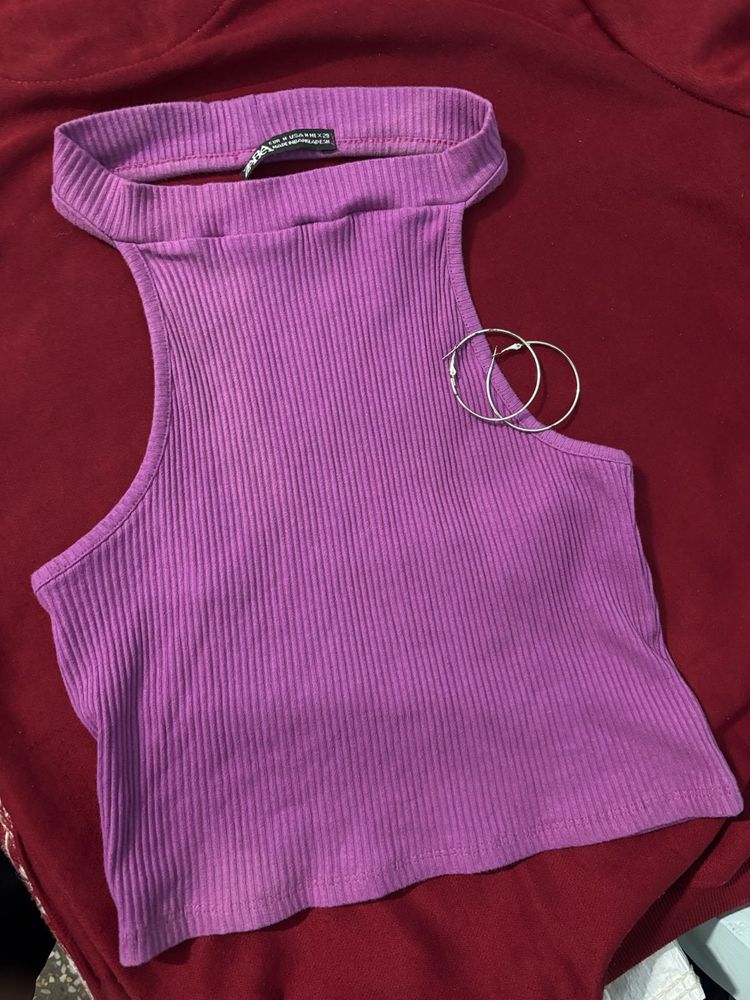 Ribbed Mock Neck Tank Top