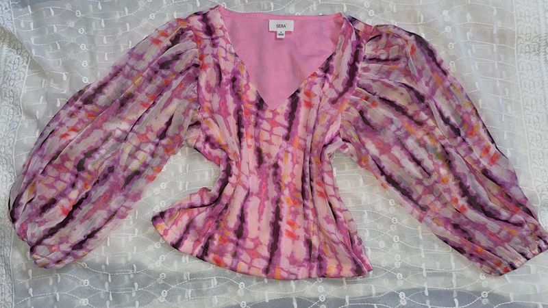 Tie &amp; Dyed Puff Sleeves Top