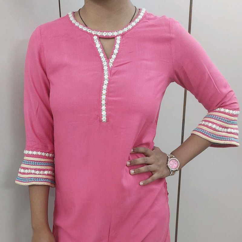 Pink Global Desi Embroidered Kurta