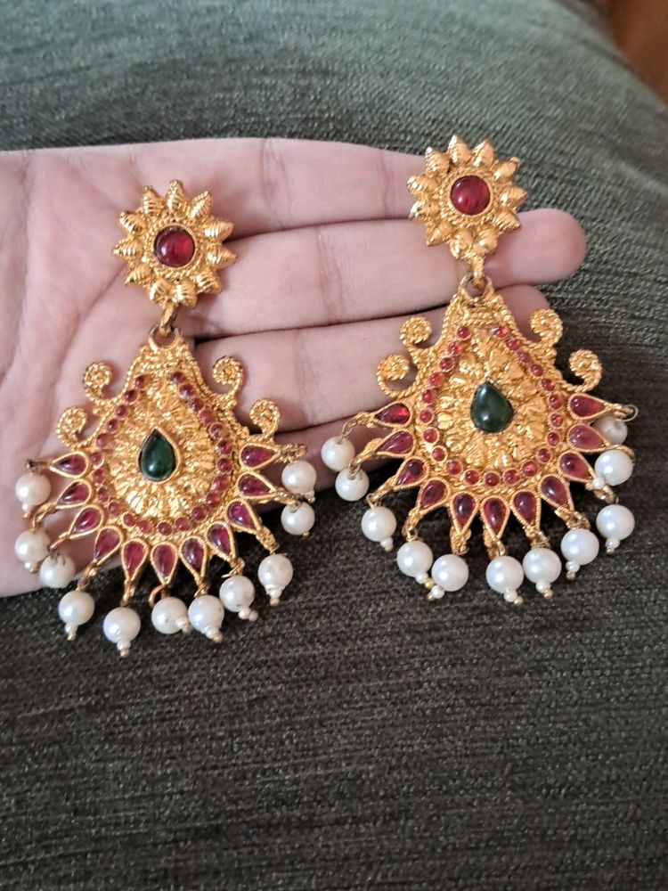 Stunning Gold-Plated Pearl Drop Earrings