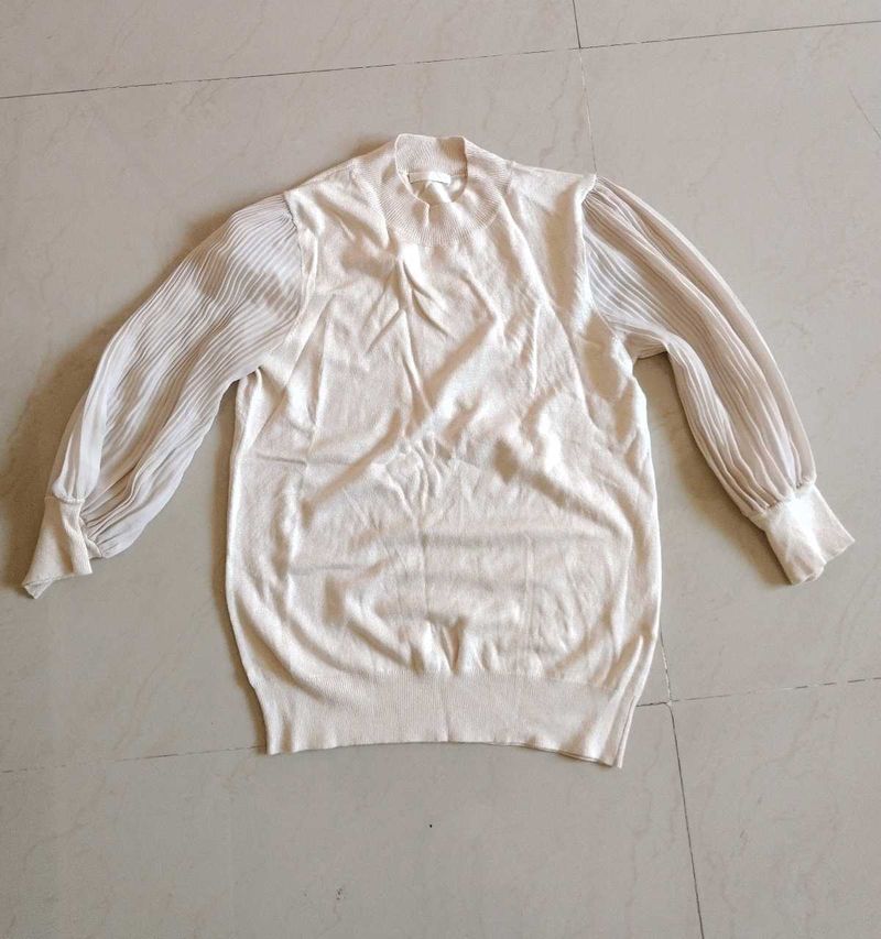 Cream Bishop Sleeve Sweater