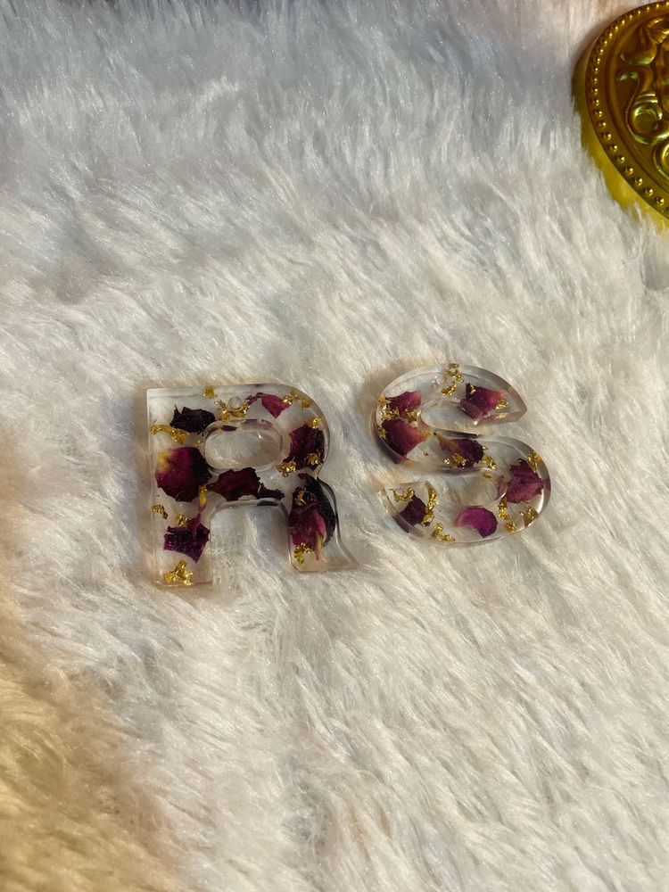 Floral Resin Initial Keychains