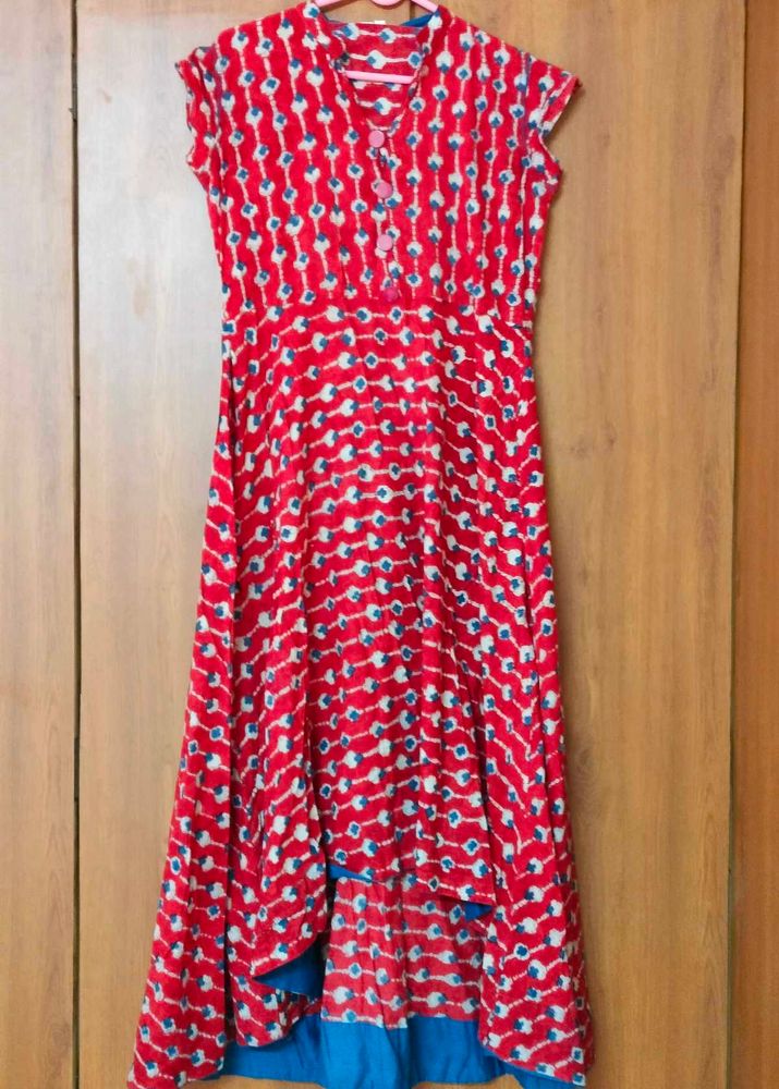 Stylish Red Printed Dress