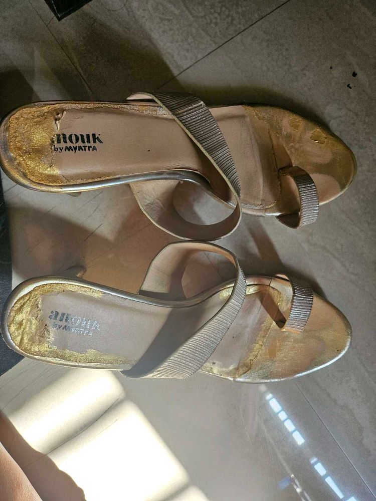Gold Ethnic Heels