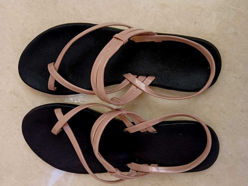 Strappy Black Flats / Sandals