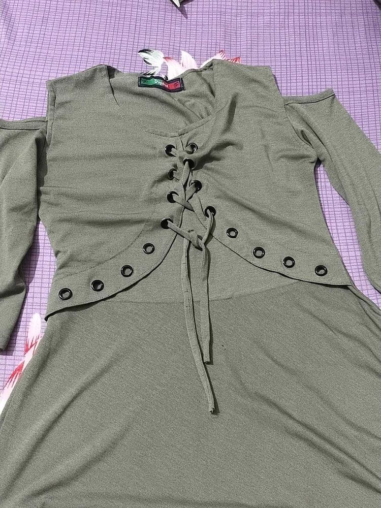 Olive Cold Shoulder Off Top