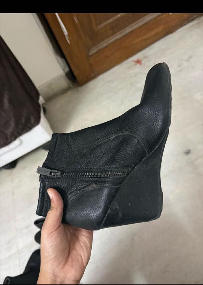 Black Wedge Heel Ankle Boots