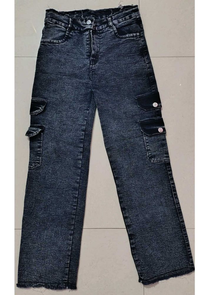 Acid Wash Cargo Jeans