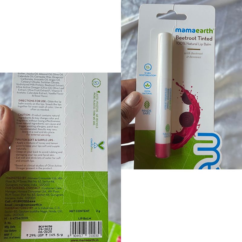 Mamaearth Beetroot Tinted Lip Balm