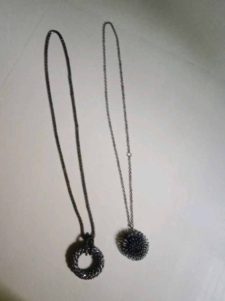 Two Dark Silver Necklaces