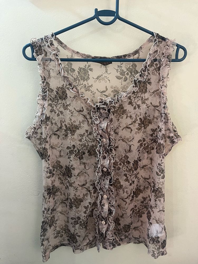 Floral Print Sleeveless Top