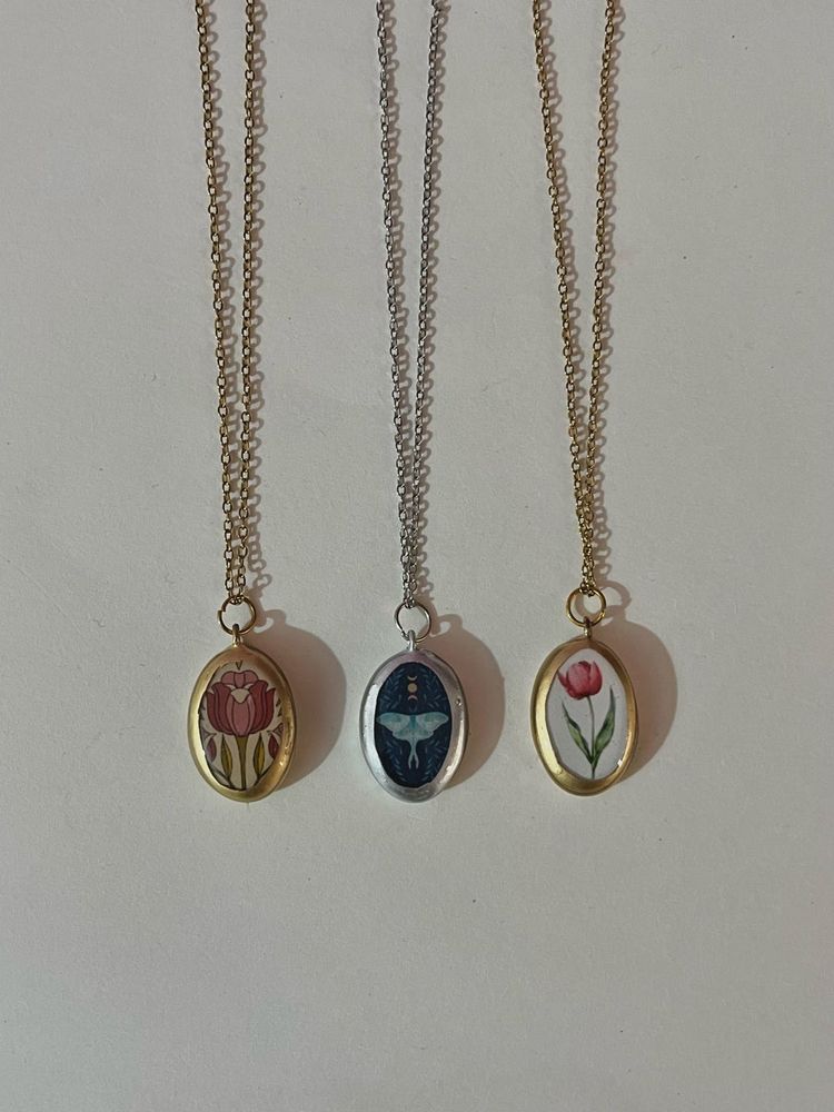 Pinteresty Vintage Cold Porcelain Charm Necklaces