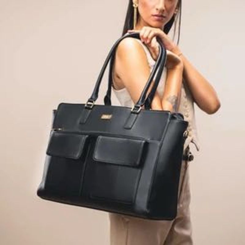 Code Women’s Black Leather Tote Bag