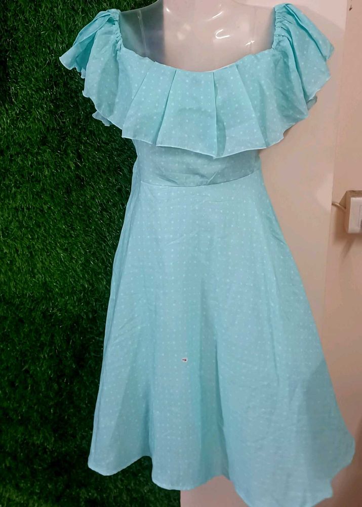 Polka Dot Blue Ruffle Dress