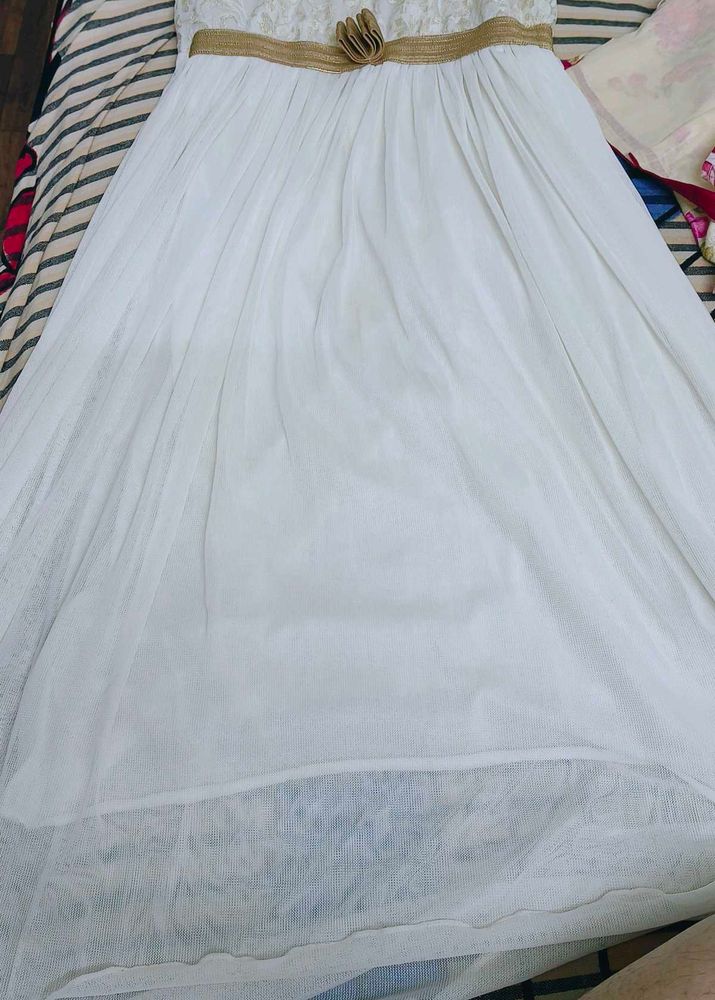 Office White &amp; Gold Party Dress
