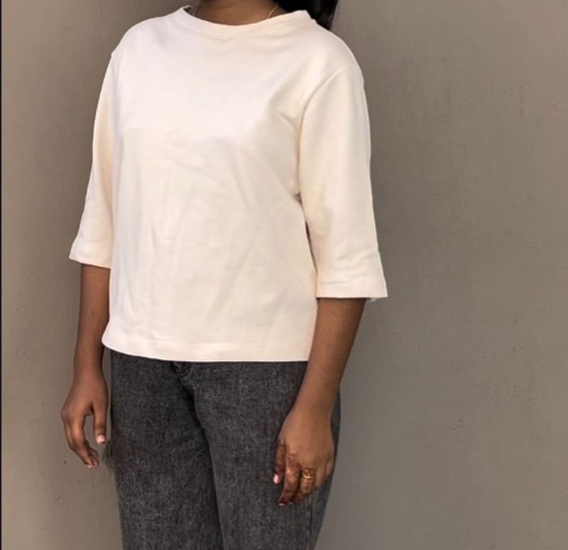 Beige Plain Crop Top