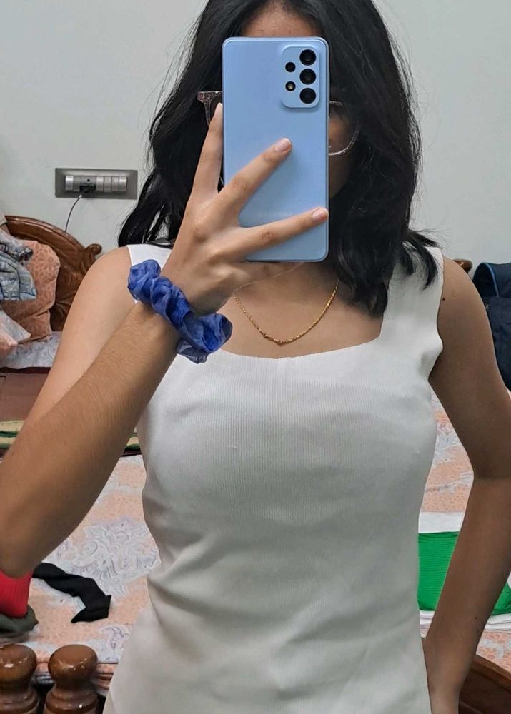White Ribbed Tank Top