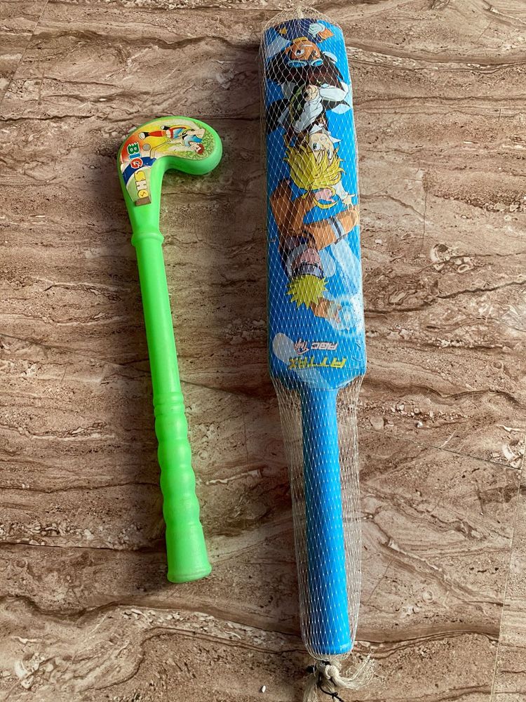 Kids&#39; Sports Set: Hockey Stick &amp; Cricket Bat