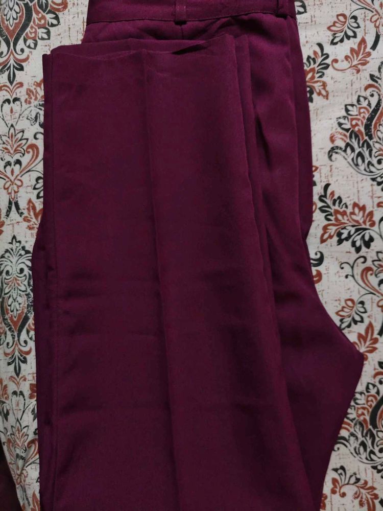 Magenta Straight Fit Trousers