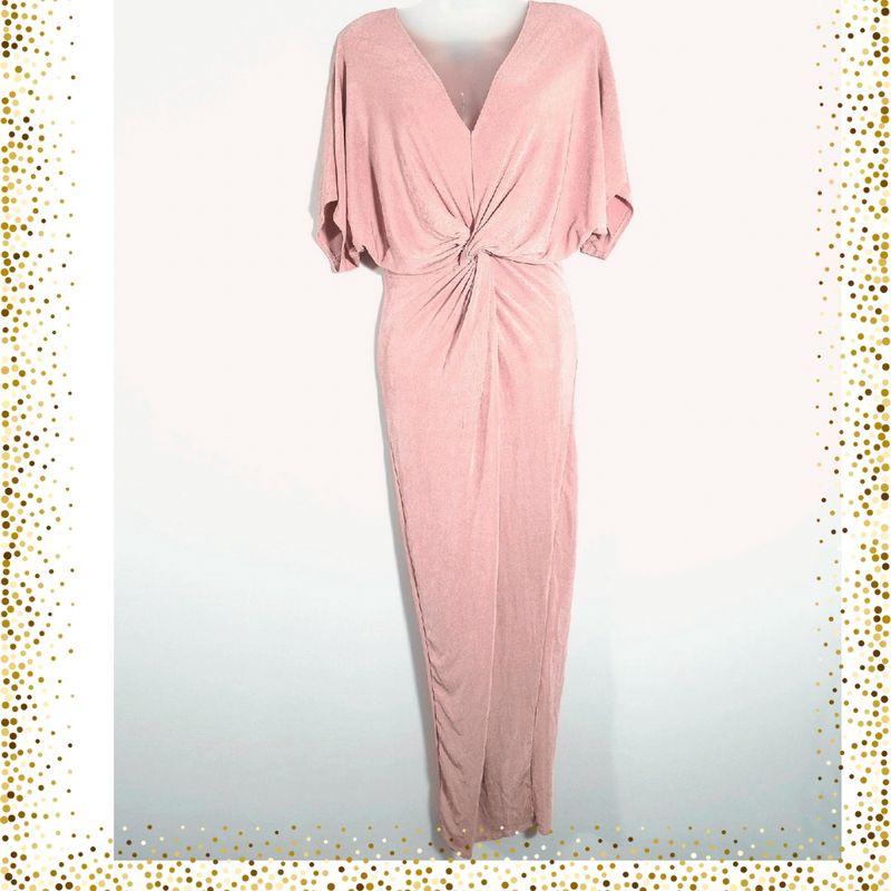 Shein Pink Twist Front Slit Kimono Dress