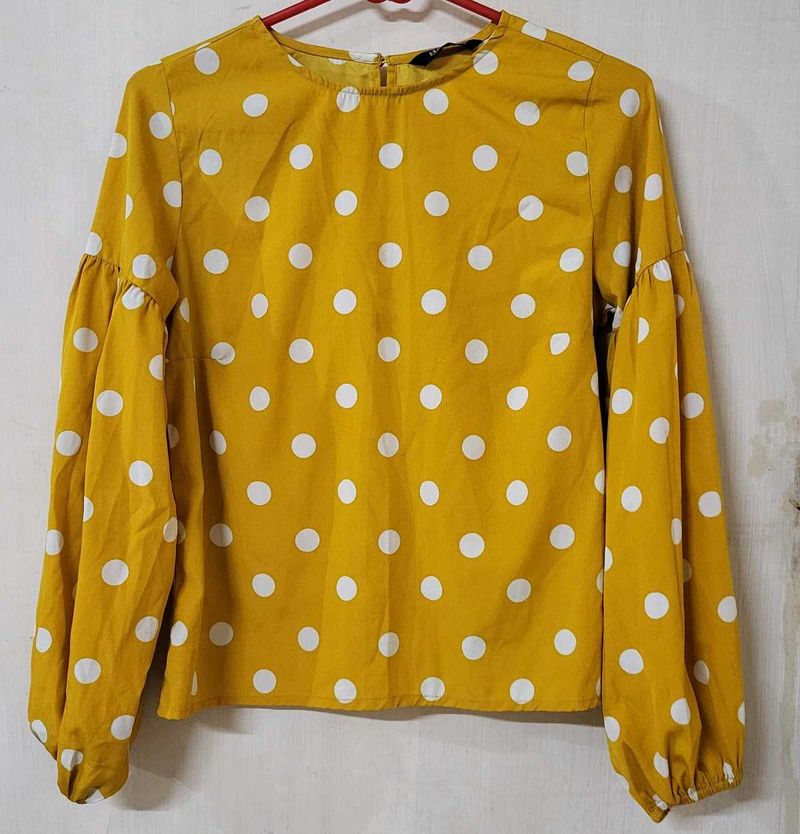 Mustard Yellow Polka Dot Top