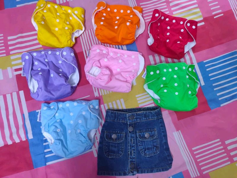 Cloth diapers/ Combo of 7 reusable washable diaper pants