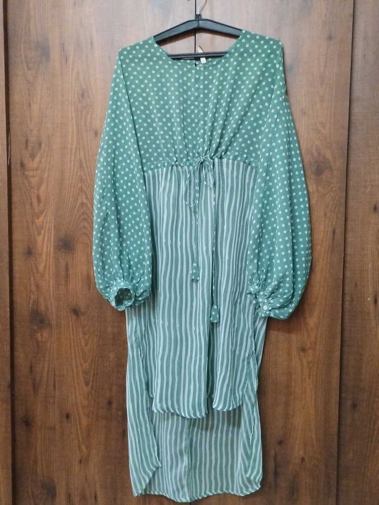 Women Sea Green High Low Dress