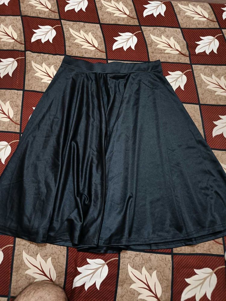 purple feather black midi skirt