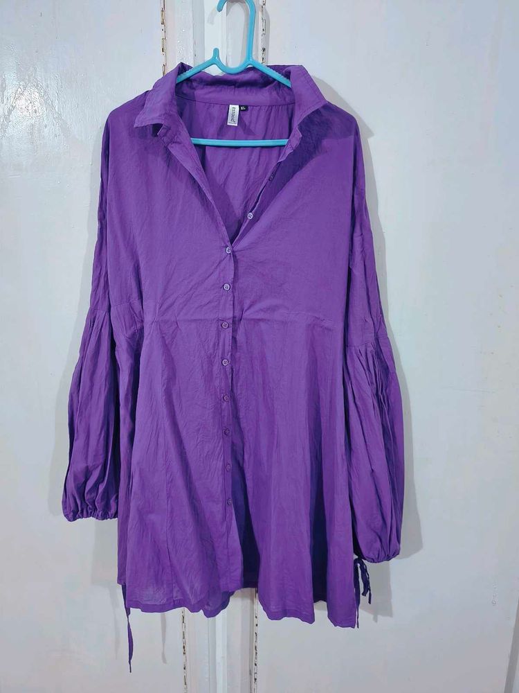 Purple Button-Down Dress
