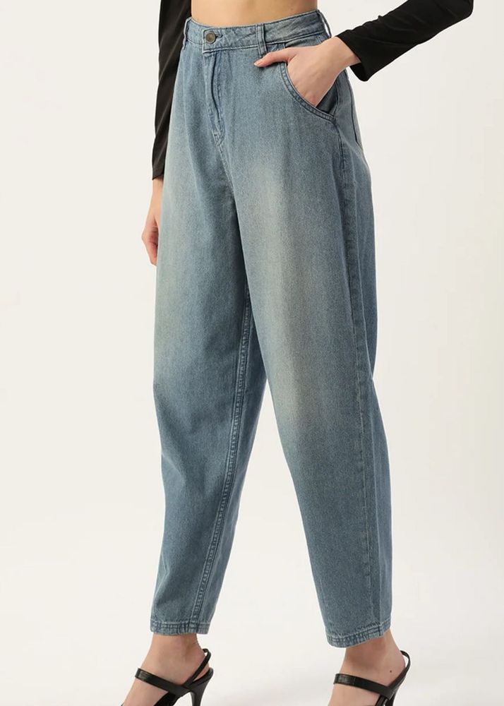 Blue High Rise Slouchy FitJeans