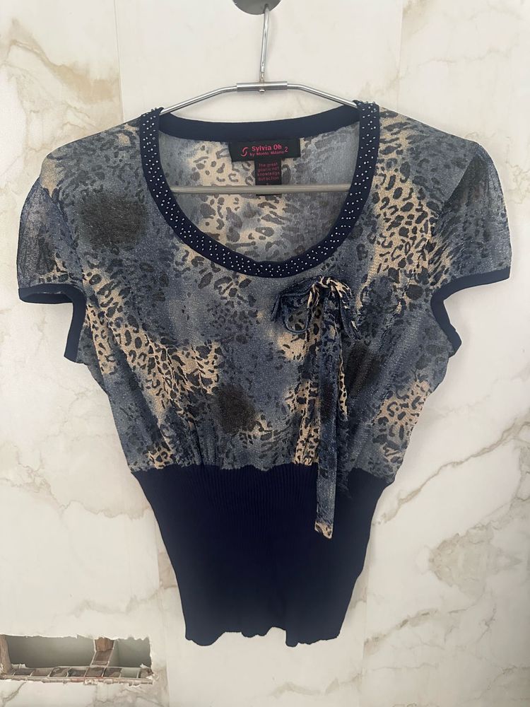 Blue Net Mesh Top For Teens