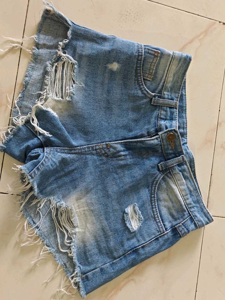 Distressed Denim Shorts