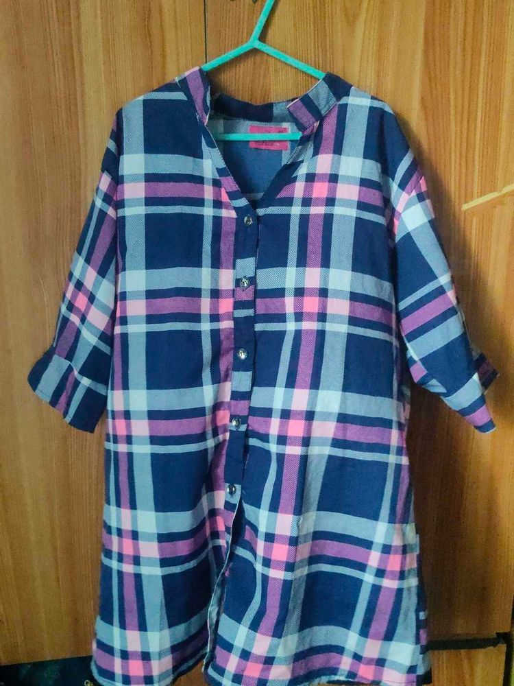 Plaid Button-Down Shirt Dress