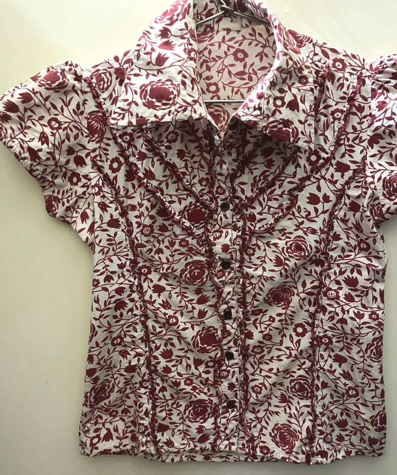 24 Hrs Sale 🔥Floral Ruffel Shirt