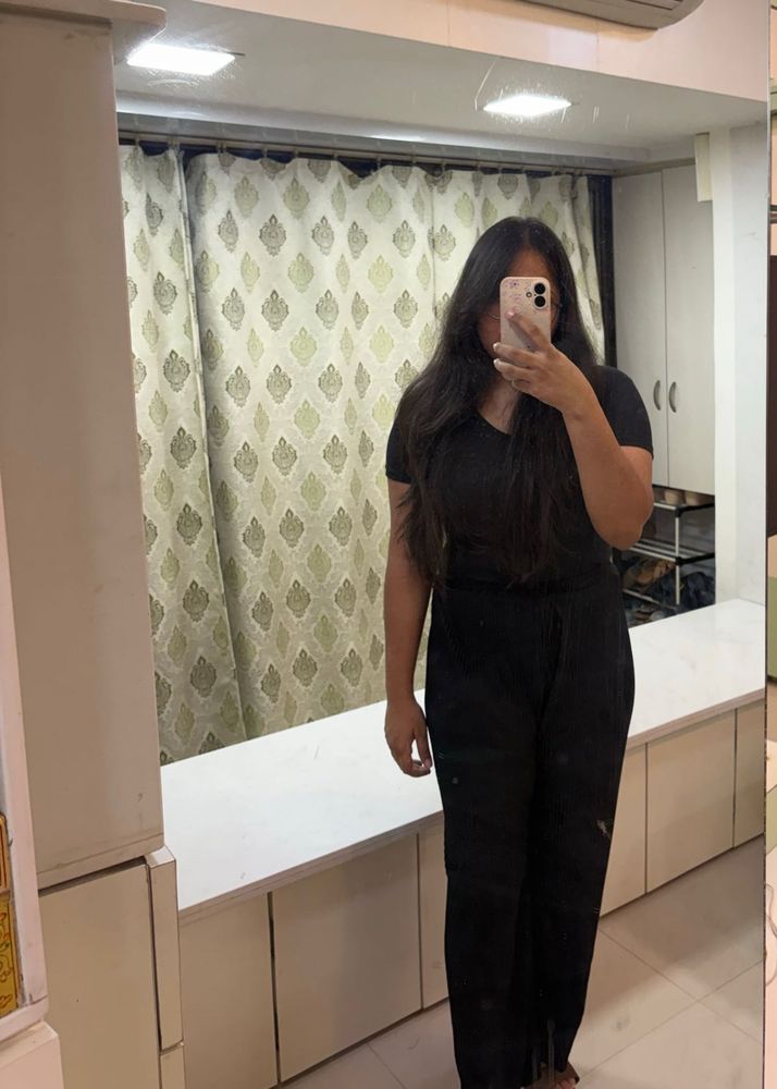 Black Textured Palazzo/Pyjama