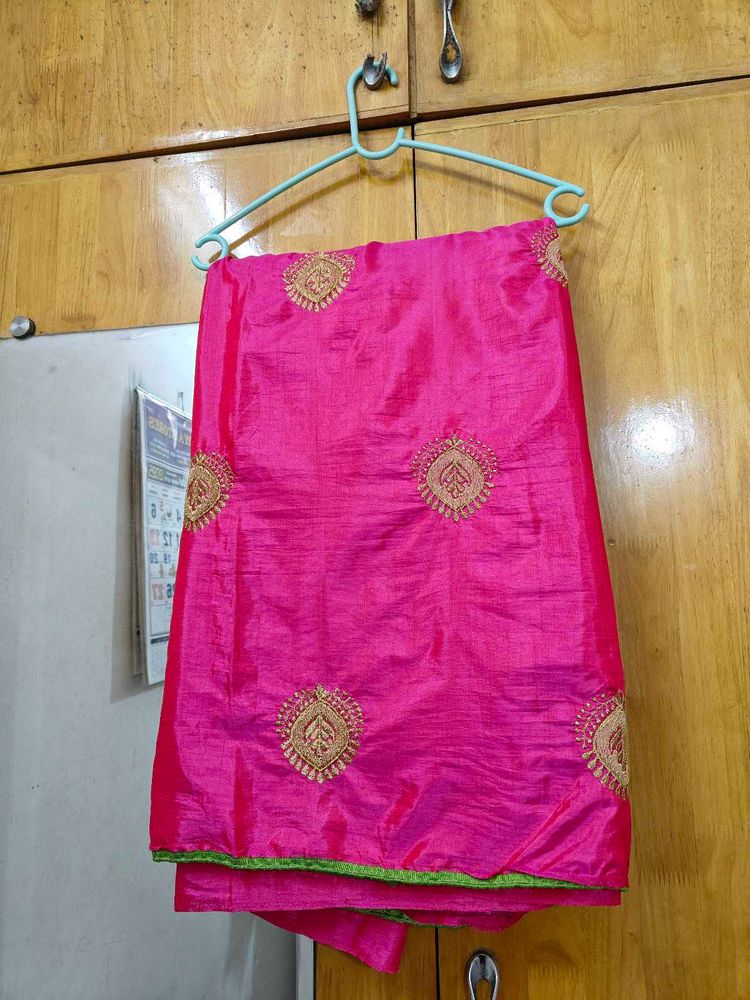Pink Embroidered Saree
