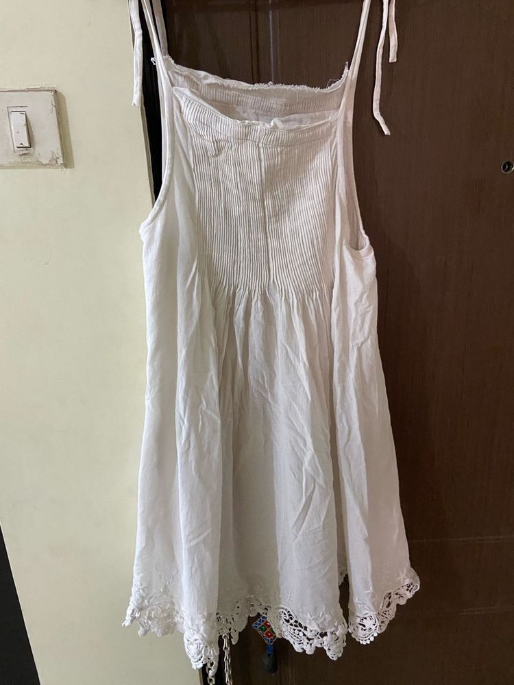 White Lace Trim Sundress