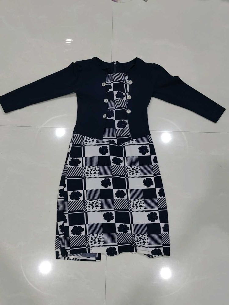 Navy Blue And White Short Frock