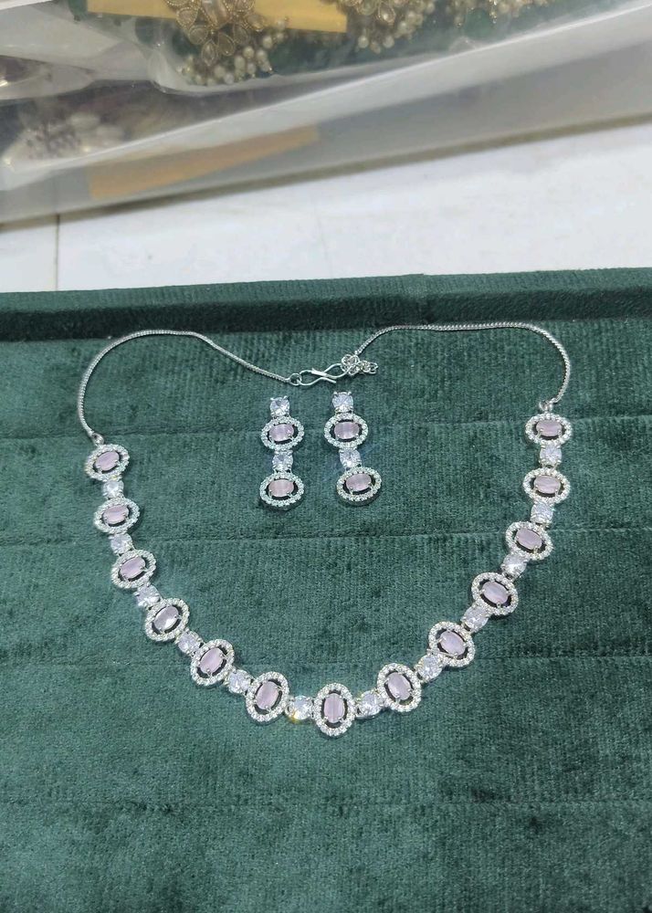 American Diamond Modern Jewellery Set
