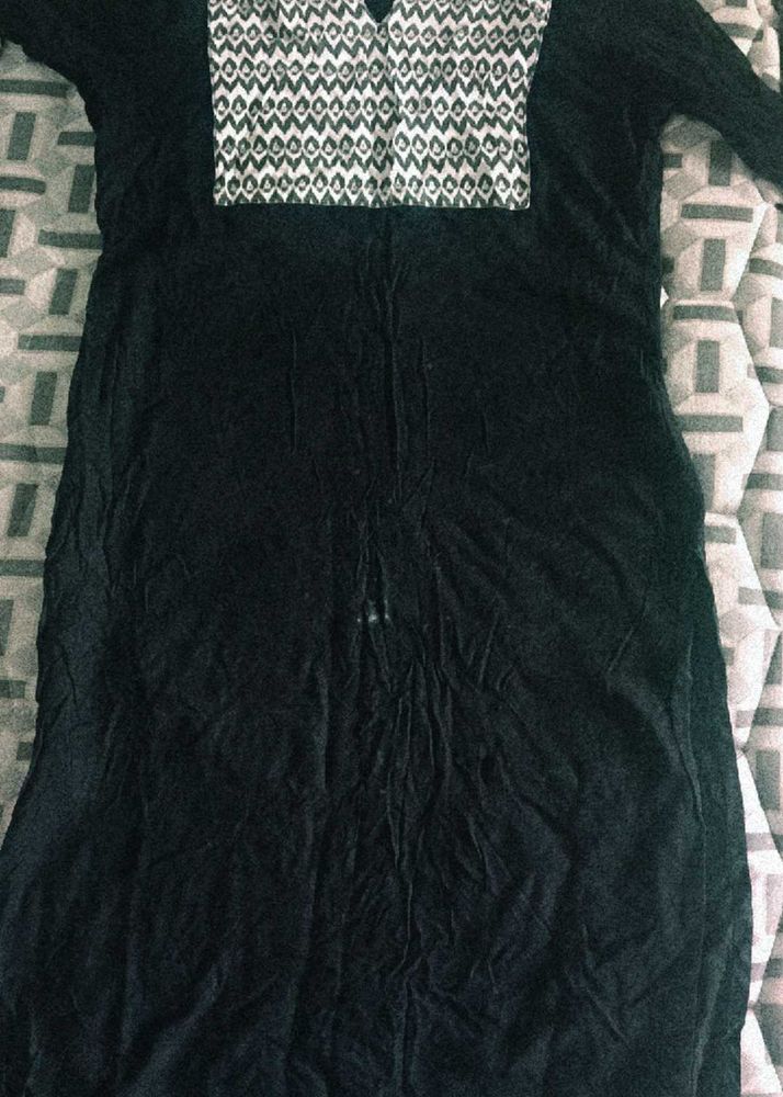Elegant Black Kurti with Detail