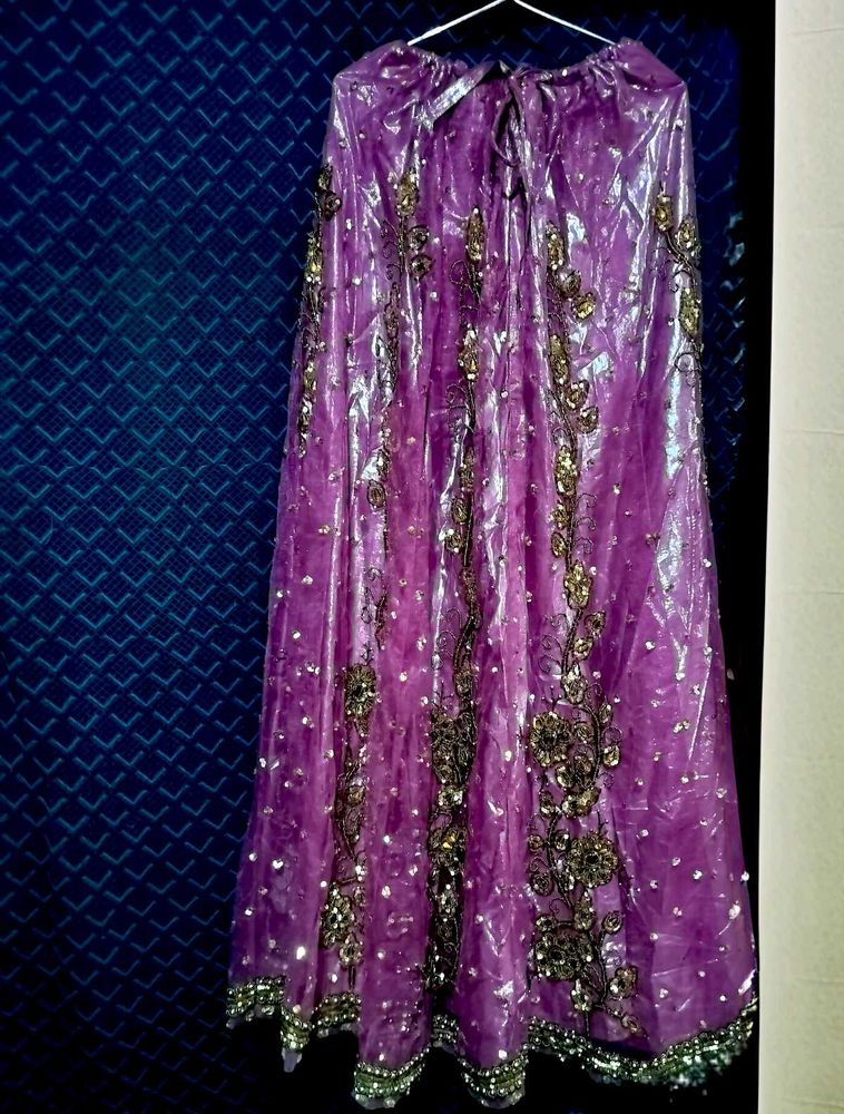 Purple Heavy Beadwork Lehenga Set For Women