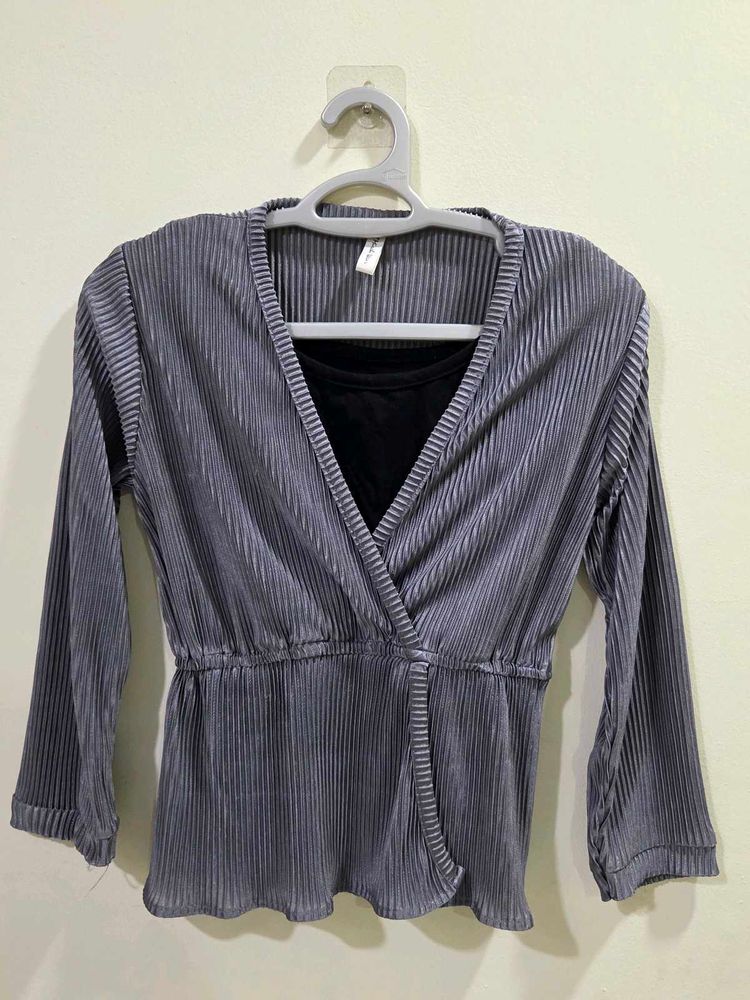 Gray Wrap Top
