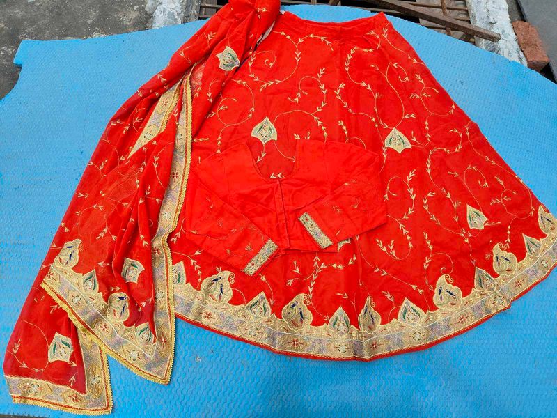 Red Embroidered Lehenga Choli Set