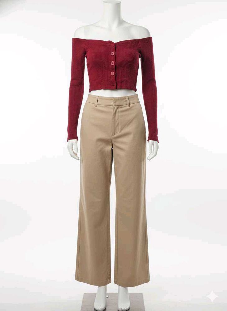 Maroon off shoulder top