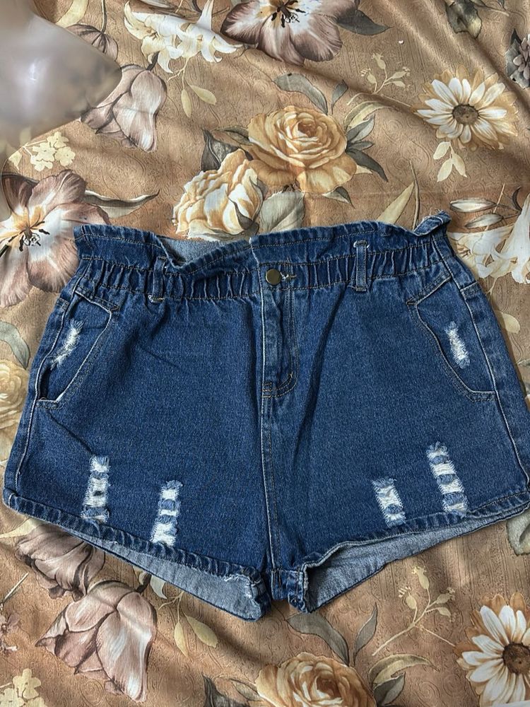 Denim Ripped Shorts