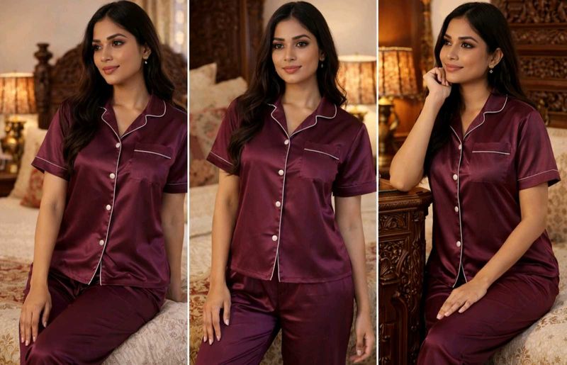 Satin Pajama Set ( Wear only by models)