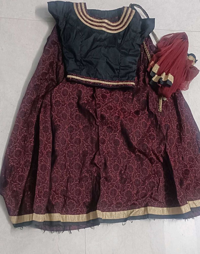 maroon black lehenga choli