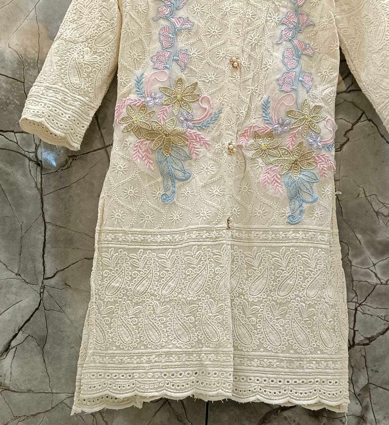 Chickan Karai Embroiderd Cream Co Ord Set