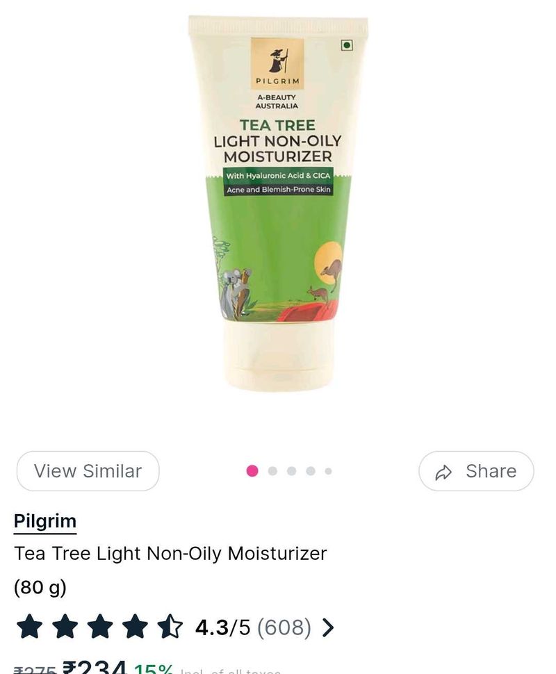 Pilgrim Tea Tree Light Non-Oily Moisturizer (80g)